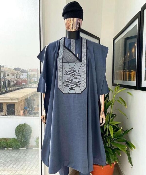 Men Agbada - Navy Blue